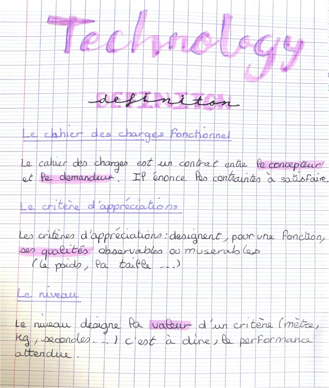 Technology
definition
Le cahier des charges fonctionnel
Le cahier des charges est un contrat entre le concepteur!
of Pe demandeur IP énonce 