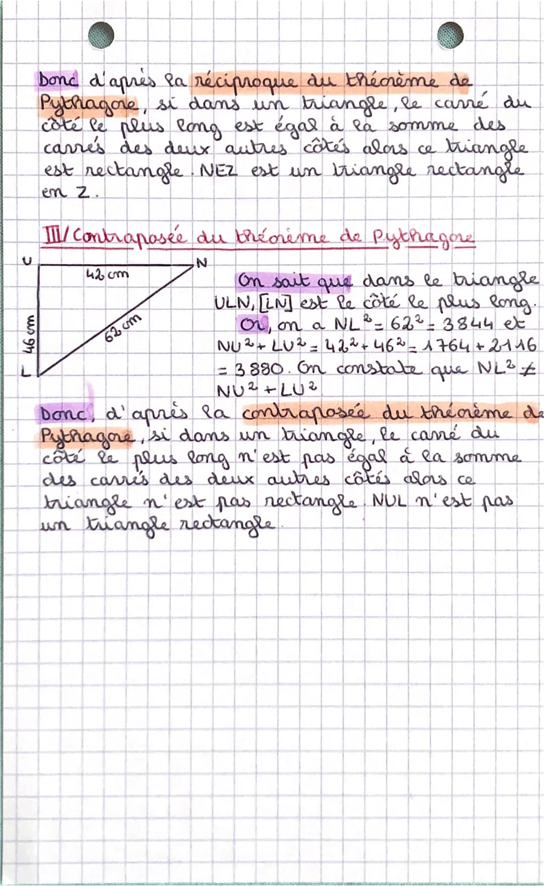 N
T/ Théorème
Le théorème de Pythagore permet de calculer.
une longueur
Exemple:
7,2 cm
9,7cm
Mathématiques
The crème de Pythagore
A
Or, d'a