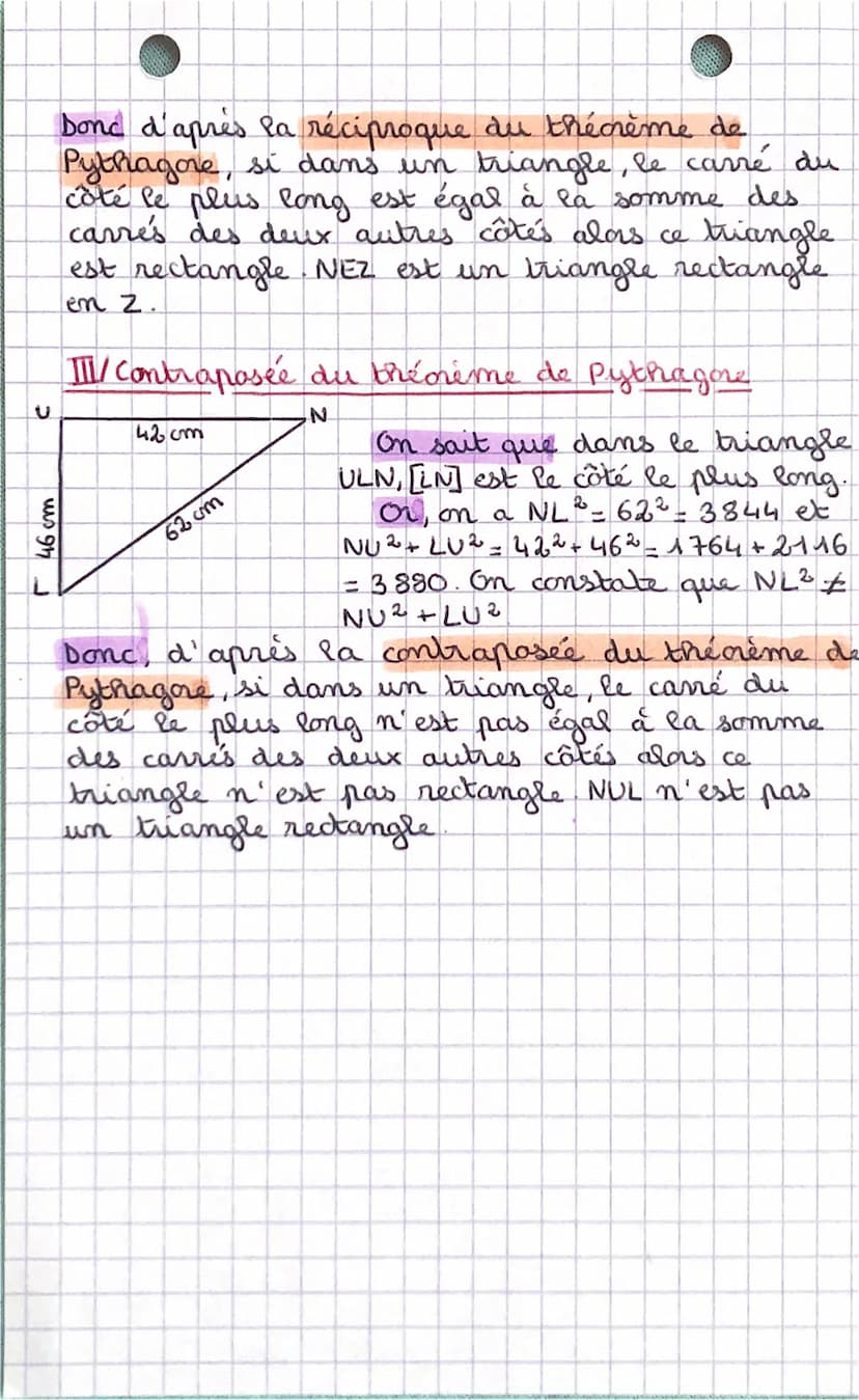 N
T/ Théorème
Le théorème de Pythagore permet de calculer.
une longueur
Exemple:
7,2 cm
9,7cm
Mathématiques
The crème de Pythagore
A
Or, d'a