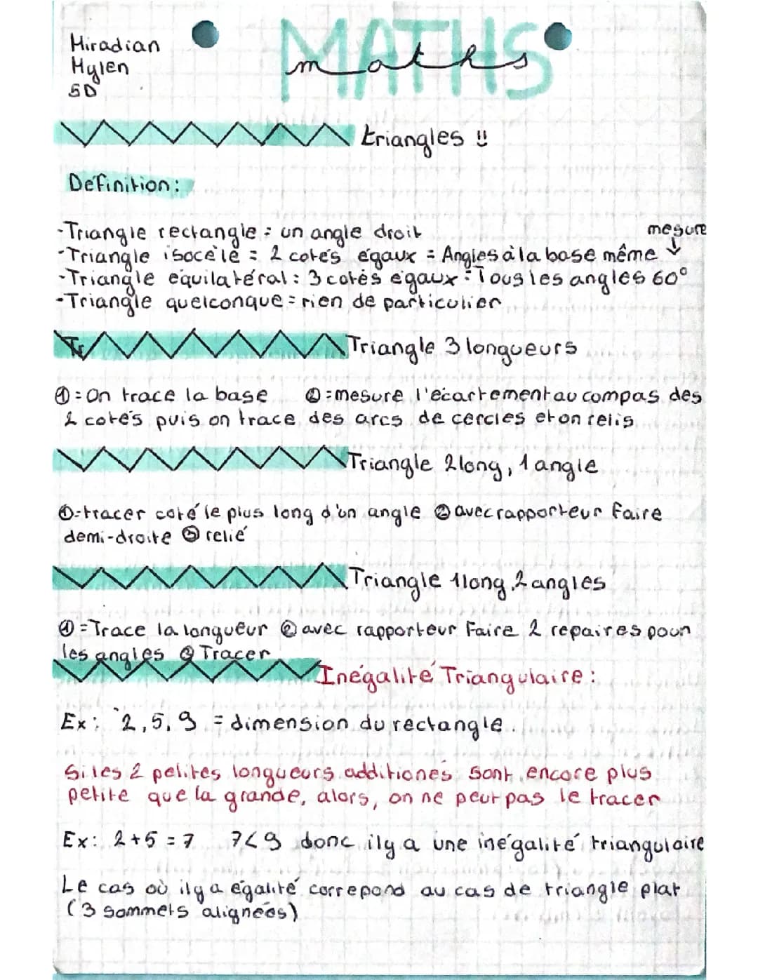 Maths triangle 5e 