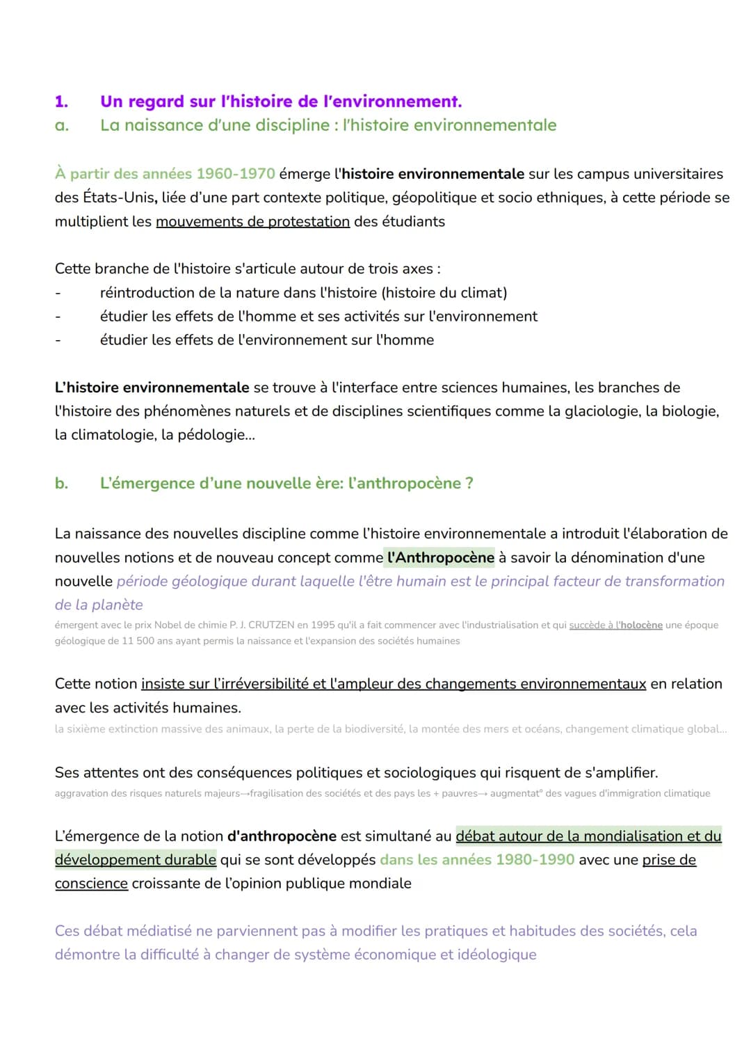 Thème 5: L'environnement,
entre exploitation et protection: un enjeu planétaire
PBQ générale:
Comment et pourquoi à émérgé la question envir