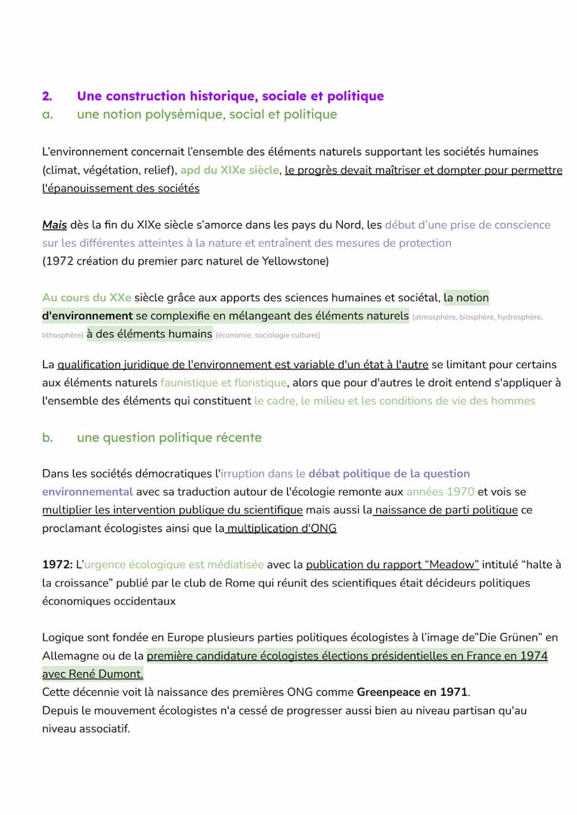Thème 5: L'environnement,
entre exploitation et protection: un enjeu planétaire
PBQ générale:
Comment et pourquoi à émérgé la question envir