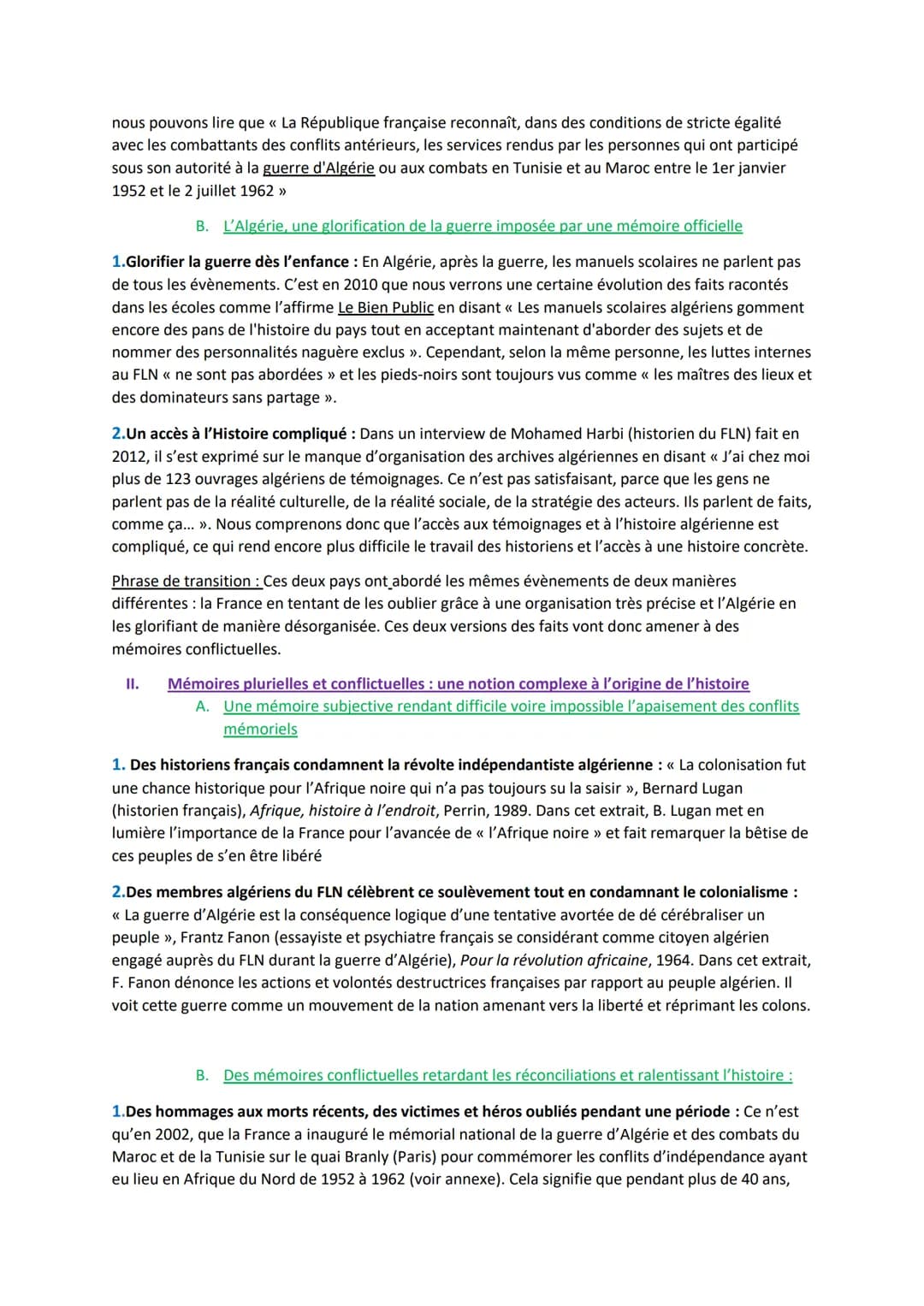 Introduction
<< La connaissance de l'histoire, de toute l'histoire de la guerre d'Algérie, en France comme en
Algérie, est une condition ind