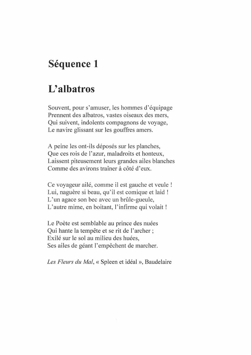 L'albatros
Les Fleurs du Mal, « Spleen et Idéal », Charles Baudelaire
INTRODUCTION
La poésie est un genre ancien dont la particularité de se