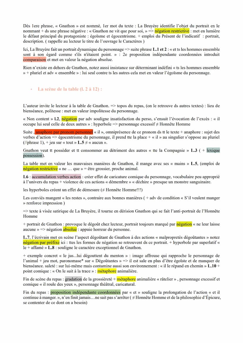 LA n°9 : « Gnathon », L'homme, Les Caractère ; Jean De La
Bruyère.
Gnathon ne vit que pour soi, et tous les hommes ensemble sont à son égard