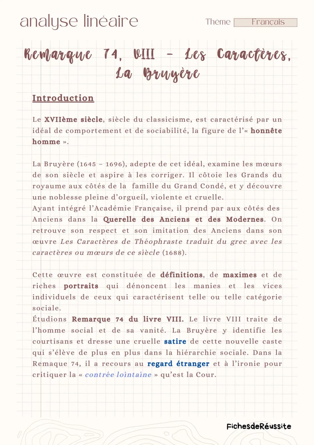 Remarque 74 (VIII) - Les Caractères, La Bruyère
