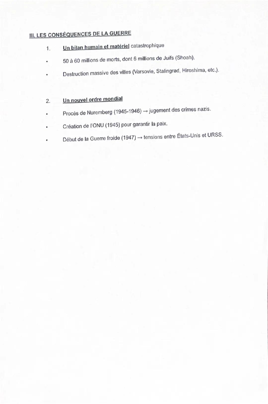 --- OCR Start ---
FICHE DE RÉVISION - SECONDE GUERRE MONDIALE
I. LES GRANDES PHASES DU CONFLIT (1939-1945)
1.
Les victoires de l'Axe (1939-1