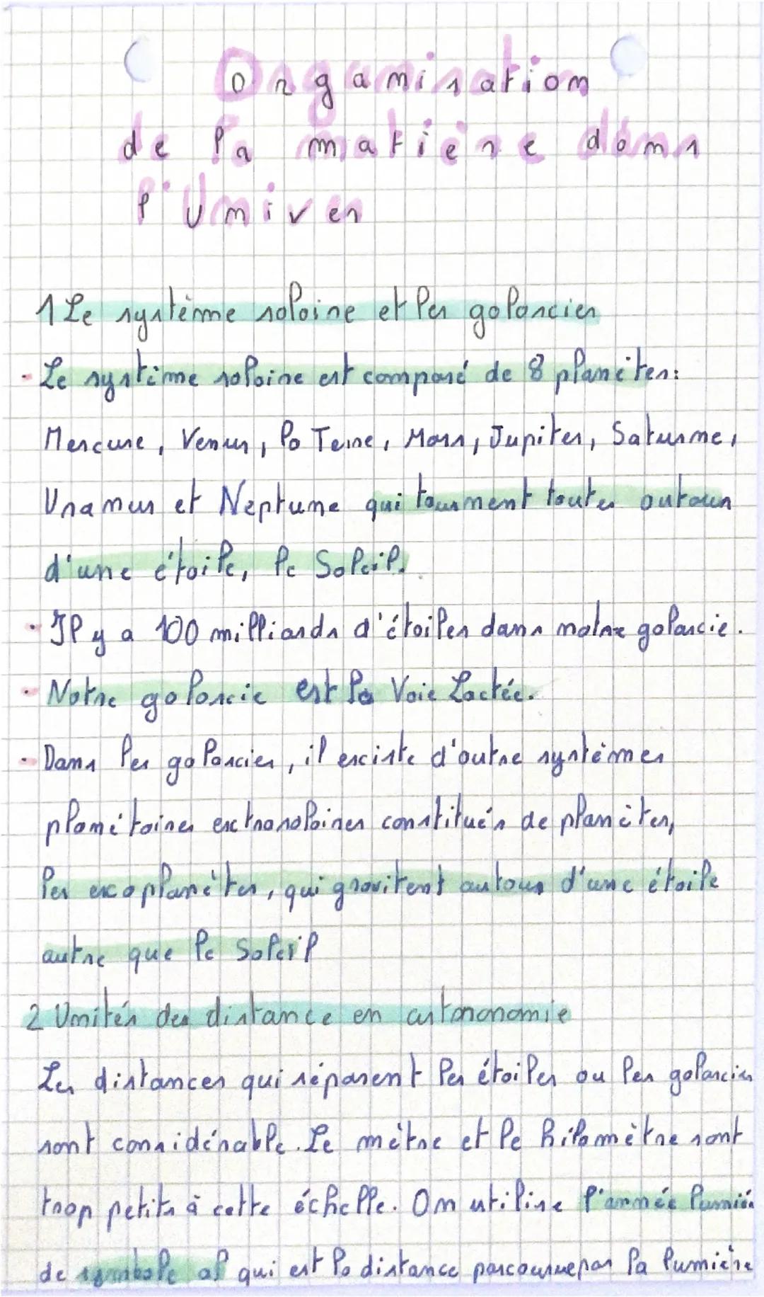 C
organisation
de la mafiene dom
Pumiven

1 Le système soloine et Per goloncien
- Le systime soloine est composé de 8 planétes:
Mercure, Ven