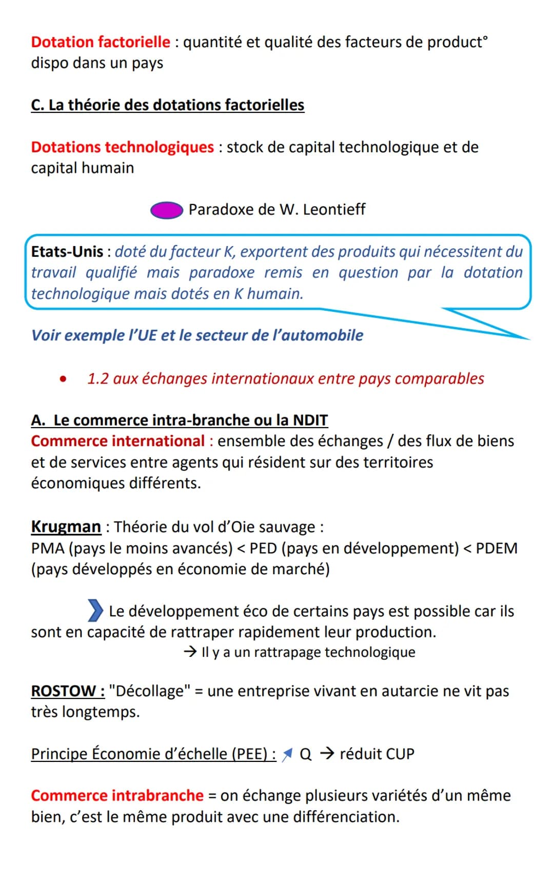 Chapitre 4: Quels sont les fondements du commerce
international et de l'internationalisation de la production
Solde extérieur = (X-IM) → Bal