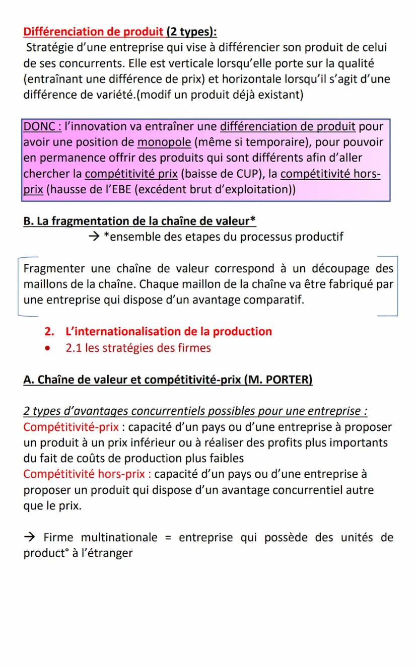 Chapitre 4: Quels sont les fondements du commerce
international et de l'internationalisation de la production
Solde extérieur = (X-IM) → Bal