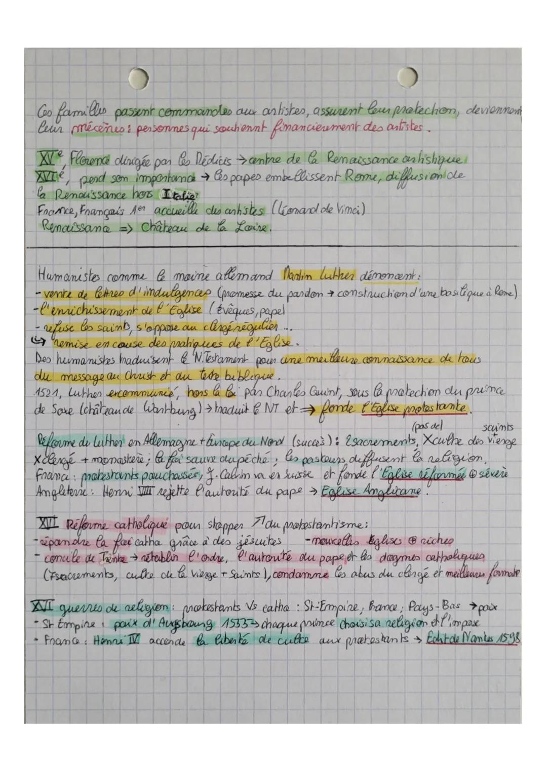 Chapitre 2
d'histoire TH2 religieuses : les mutations al l'Europe)
Renaissance, humancome et réformes
L'humanisme: Courantintellectuel (e-Is