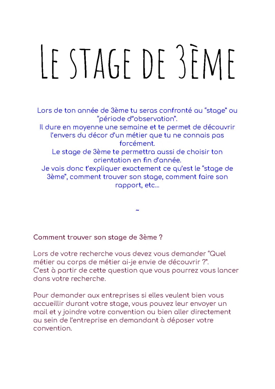 Orientation - Le stage de 3ème 