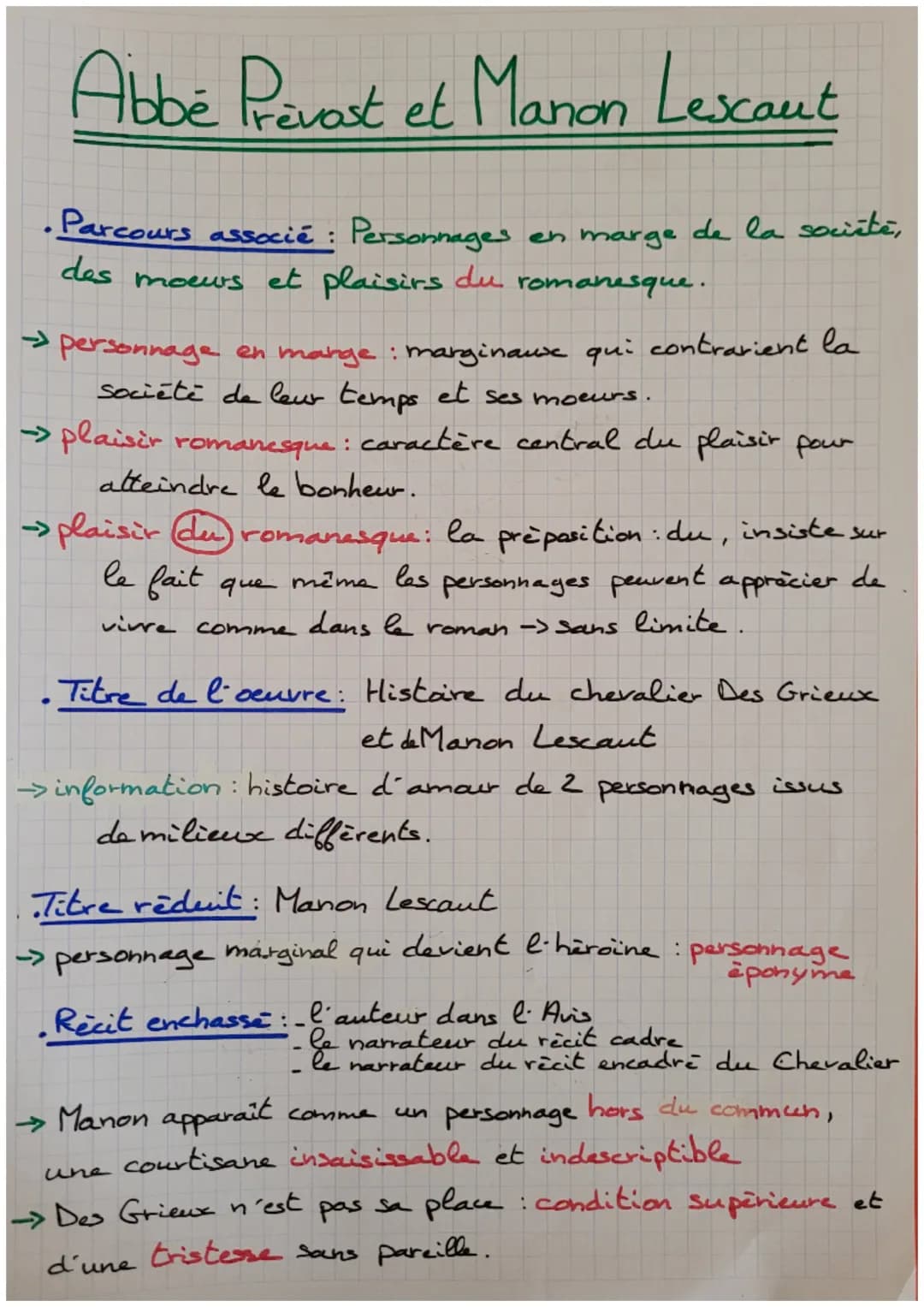 Abbé Prévost et Manon Lescaut
Parcours associé: Personnages
des
en marge de la société,
moeurs et plaisirs du romanesque.
→ personnage en ma