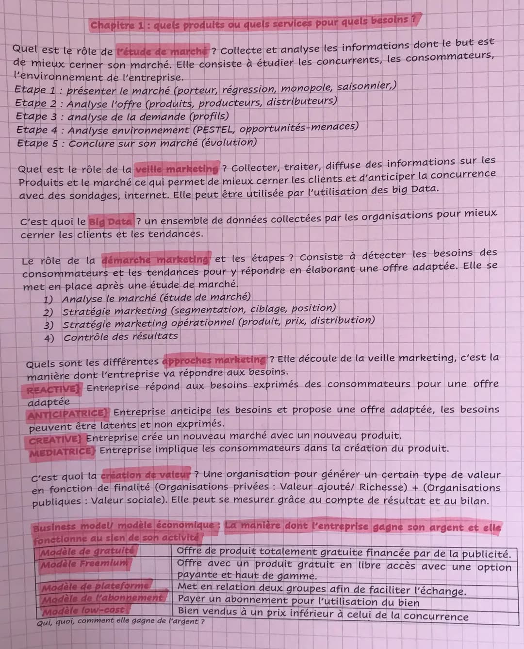 Chapitre 1: quels produits ou quels services pour quels besoins
Quel est le rôle de l'étude de marche ? Collecte et analyse les informations
