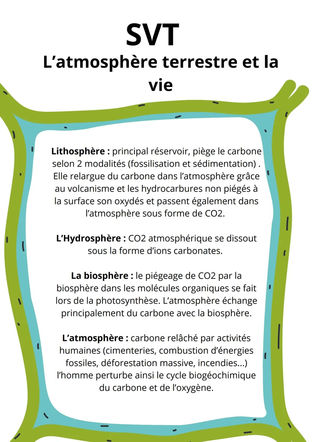 SVT
L'atmosphère terrestre et la
vie
L'Amazonie est-elle le poumon de notre planète ?
6CO2 + 6H20 = C6H1206 + 602
6C02C6+ 602
CO2 = C +02
Ph