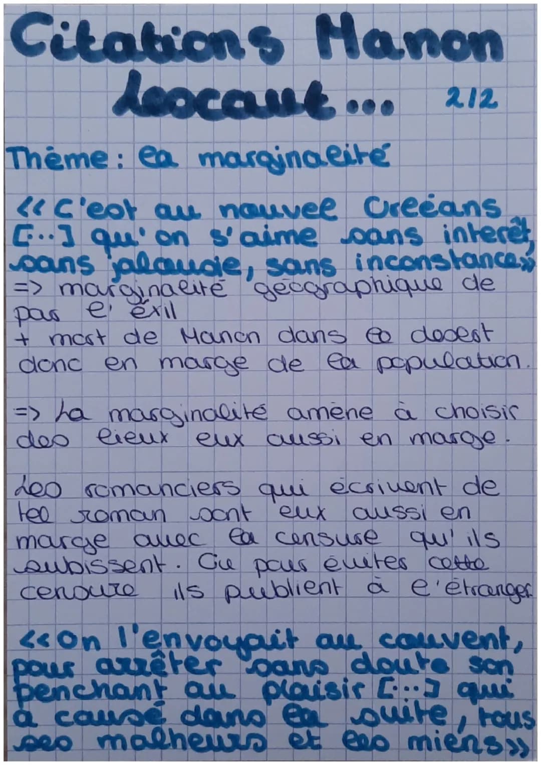 Citations sur 1/2
Manon Lescaut...
Thème: ea marginalite
«Ce roman, dont le héros est un gripon
et e heroine une catin >> Montesquieu
Manon 
