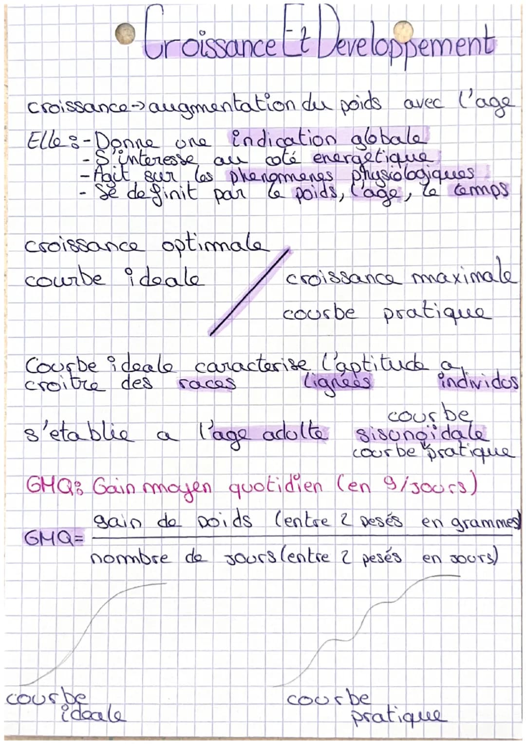 • Croissance Et Developpement
croissance -> augmentation du poids avec l'age
Elle :- Donne one indication globale
-S'interesse au coté energ