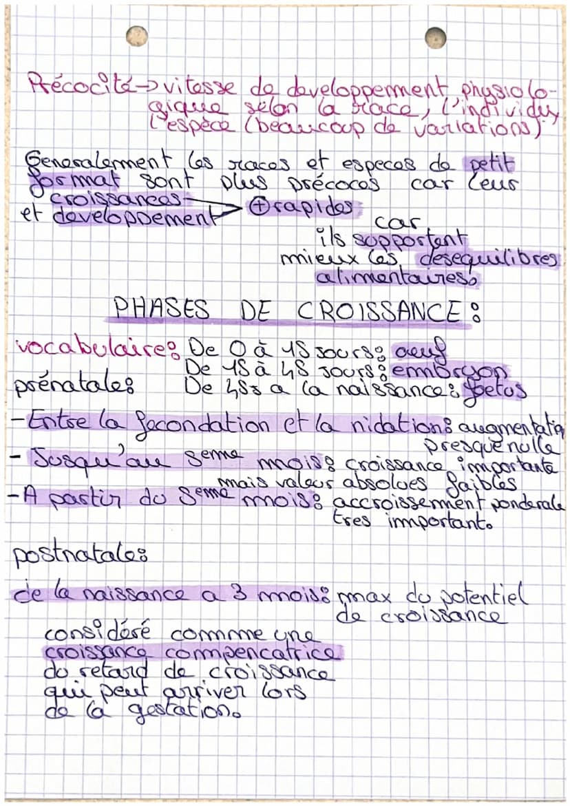 • Croissance Et Developpement
croissance -> augmentation du poids avec l'age
Elle :- Donne one indication globale
-S'interesse au coté energ