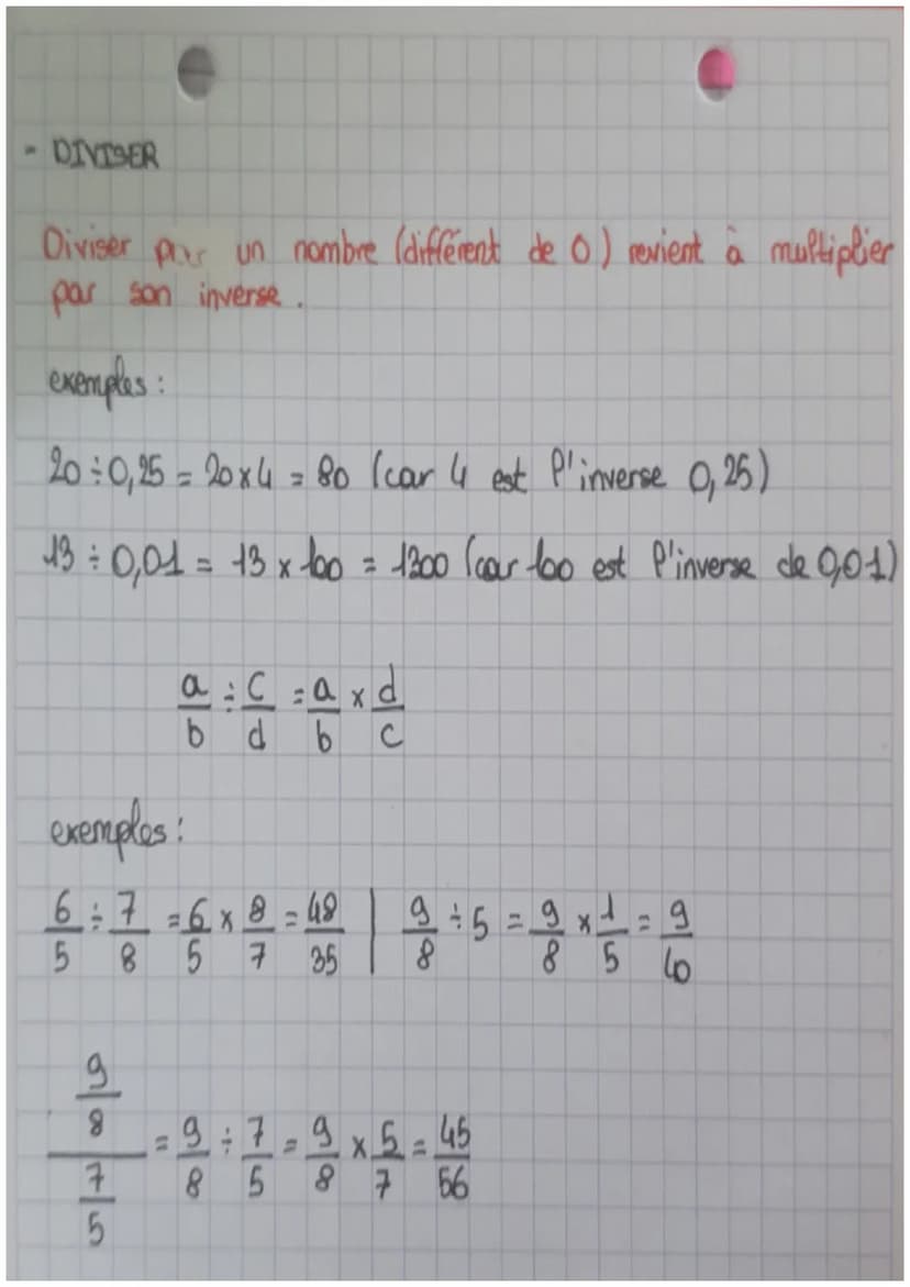 Controle de mathématiques..
multiplications, chivision de fraction, nombre inversé et
simplification
Pour multiplier des fractions, on multi