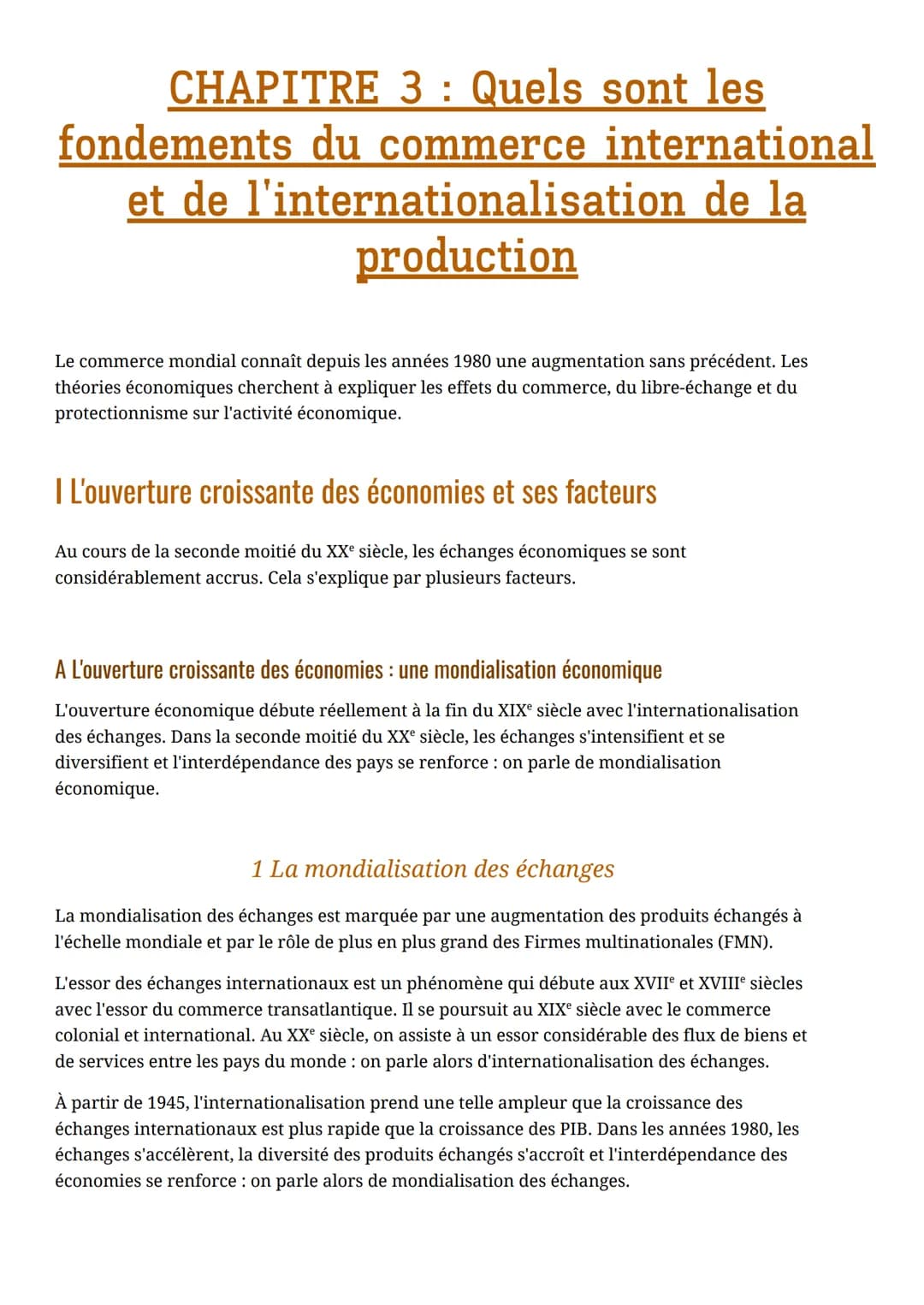CHAPITRE 3: Quels sont les
fondements du commerce international
et de l'internationalisation de la
production
Le commerce mondial connaît de