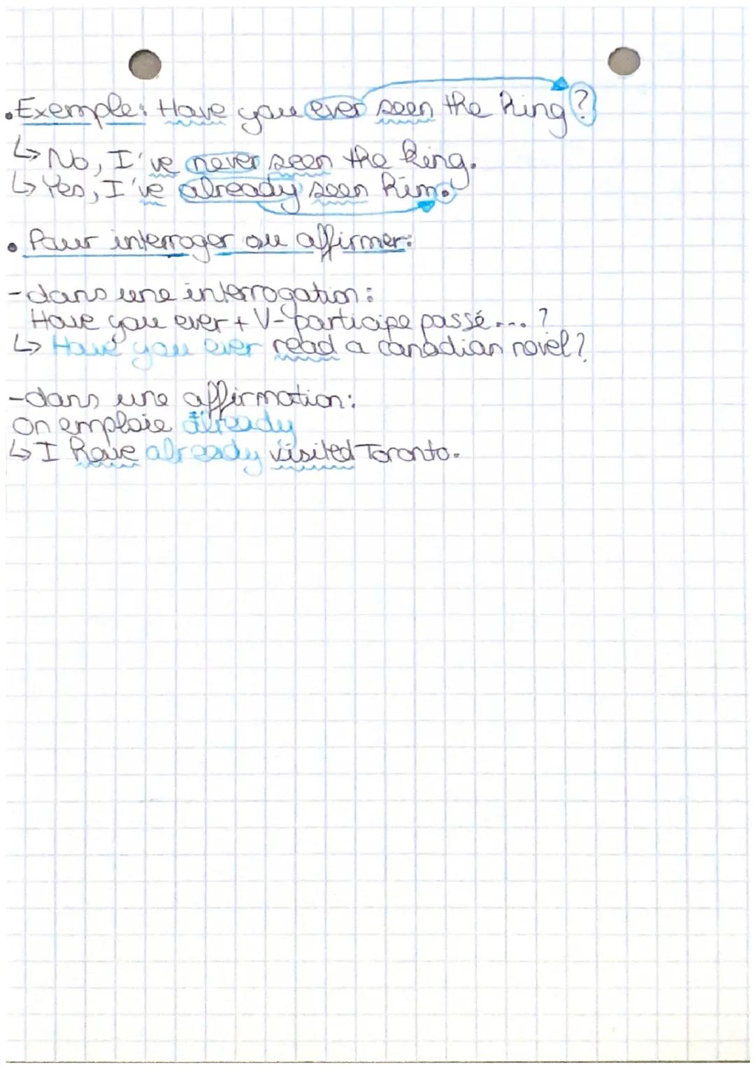 Anglais
PRESENT PERFECT
de present perfect:
•Il se construit avec l'auxiliaire HAVE au
présent suivi due participe passé d'ein verbe.
• Il s