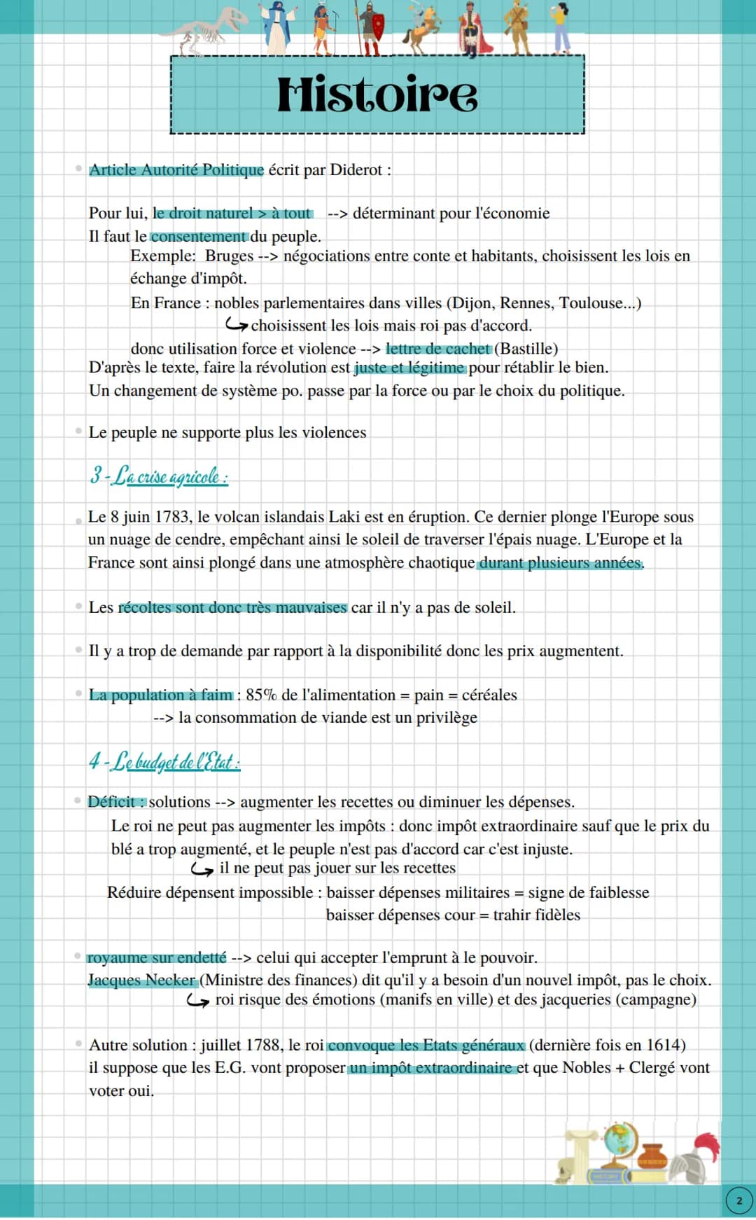 Le contexte
• La France est la 1ère puissance : + avancé dans le secteur économique
. Elle est divisé en 3 ordres :
Histoire
+ peuplé avec 2