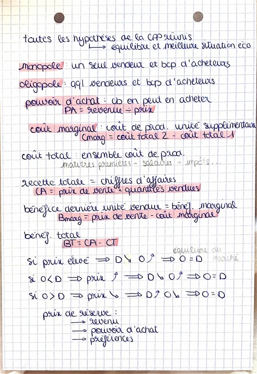 SES
le marche est le lieu de rencontre entre l'offre
et la demande sur laquelle se determine un
pux
●
I'offre represente la quantité de
bien