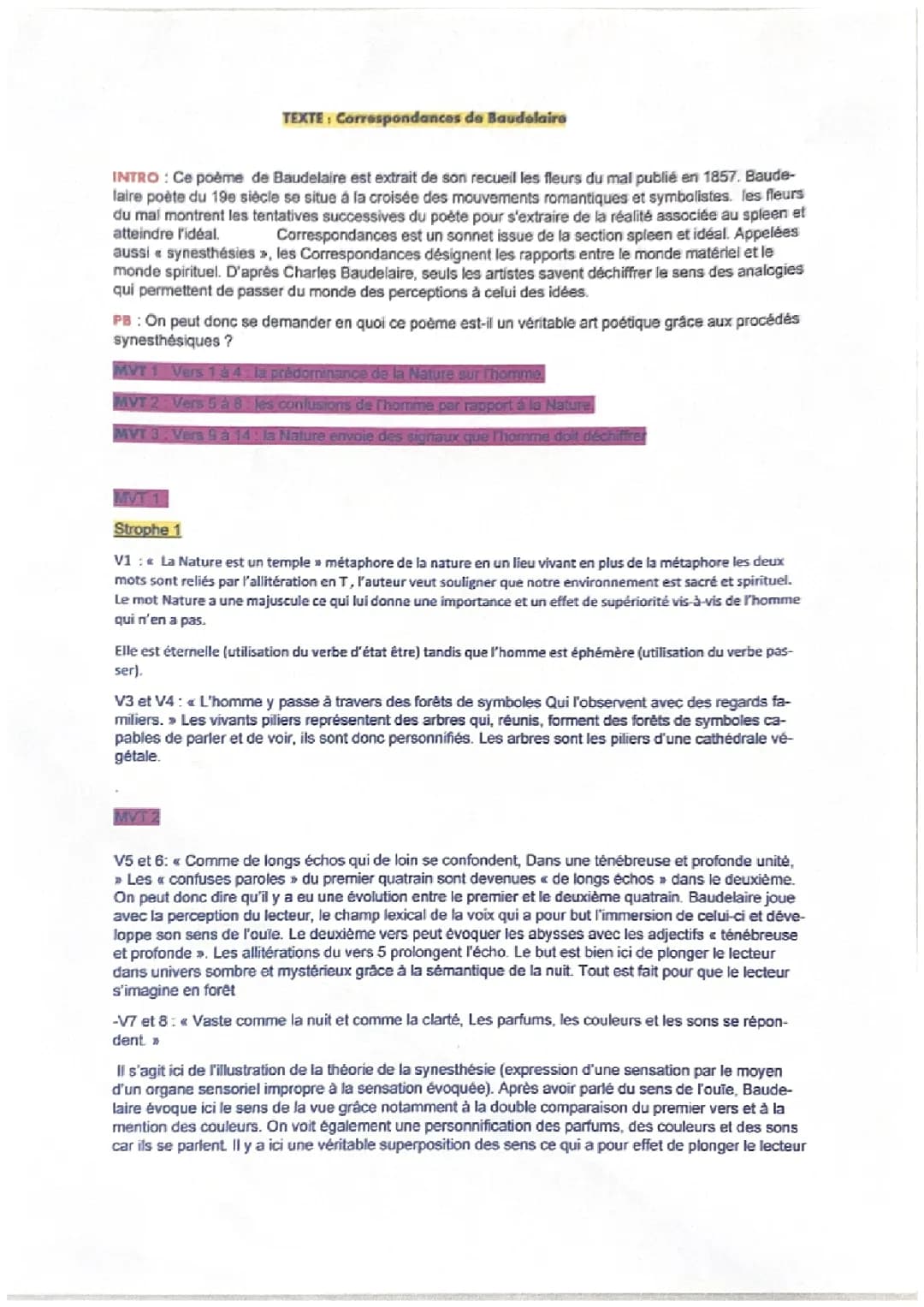 Analyse linéaire correspondance