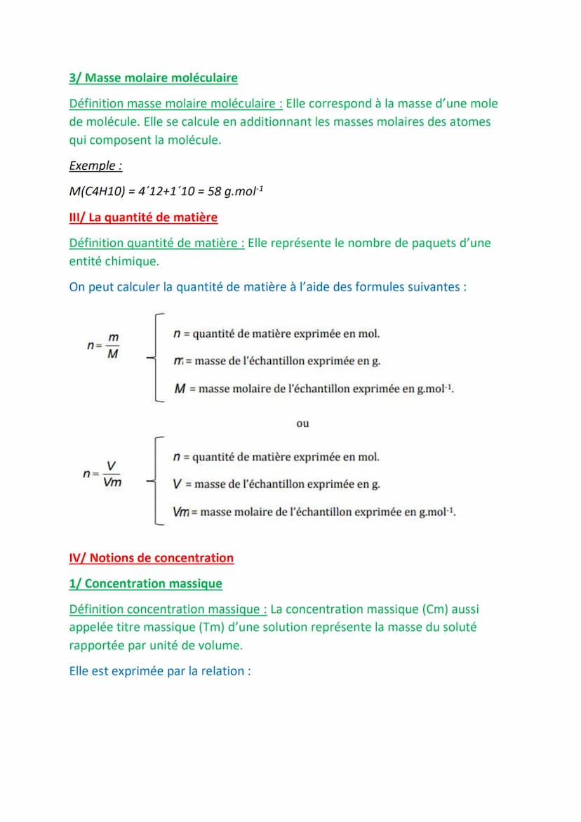 CONSTITUTION ET TRANSFORMATION DE LA MATIERE
I/La mole
Définition mole: Elle représente un paquet contenant 6,02 x 10²3 entités.
Définition 