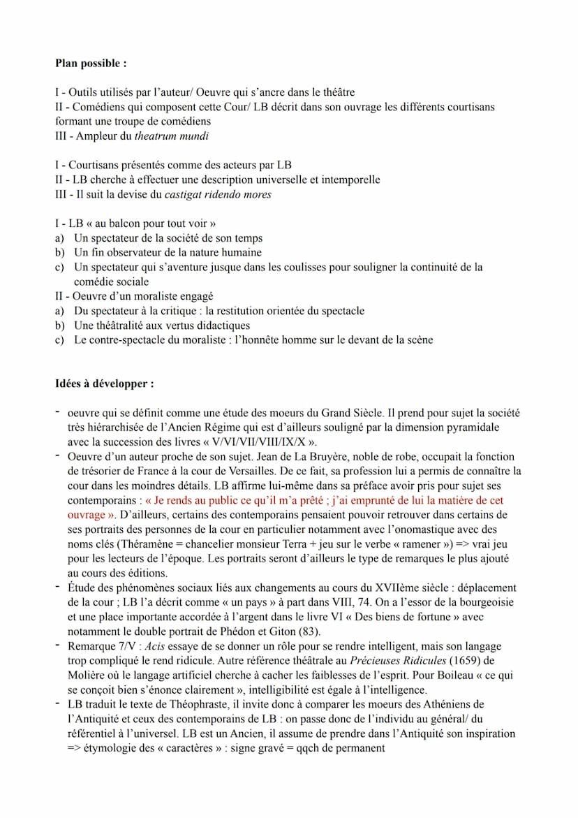 Idées d'introduction :
La Bruyère dissertation:
-> La littérature du XVIIè siècle est marquée par la forte opposition de deux groupes majeur