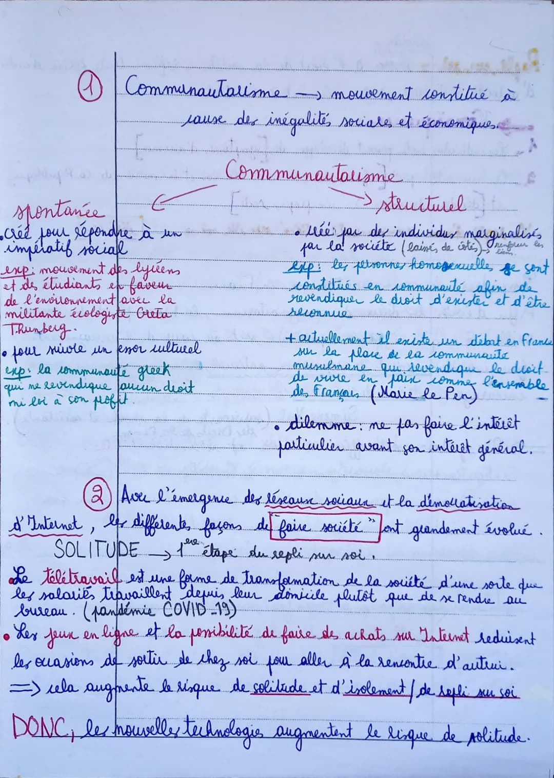 Communautarimme - mouvement constitué à
cause des inégalités sociales et économiques.
Communautalisme
I
spontanée
•crée jour répondre à un
i