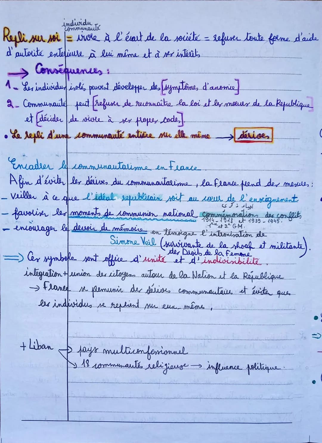 Communautarimme - mouvement constitué à
cause des inégalités sociales et économiques.
Communautalisme
I
spontanée
•crée jour répondre à un
i