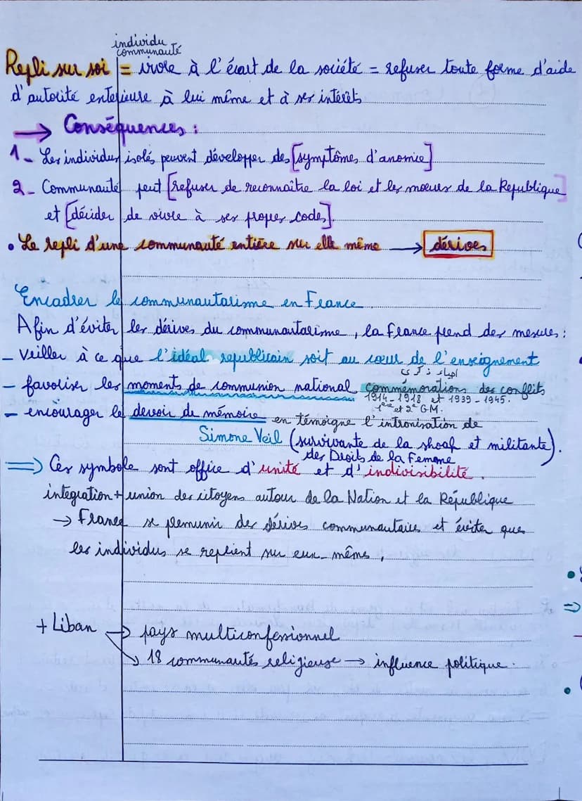 Communautarimme - mouvement constitué à
cause des inégalités sociales et économiques.
Communautalisme
I
spontanée
•crée jour répondre à un
i