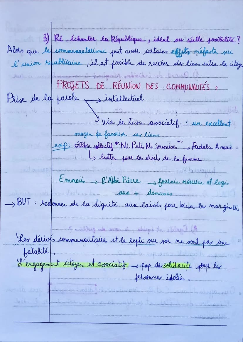 Communautarimme - mouvement constitué à
cause des inégalités sociales et économiques.
Communautalisme
I
spontanée
•crée jour répondre à un
i