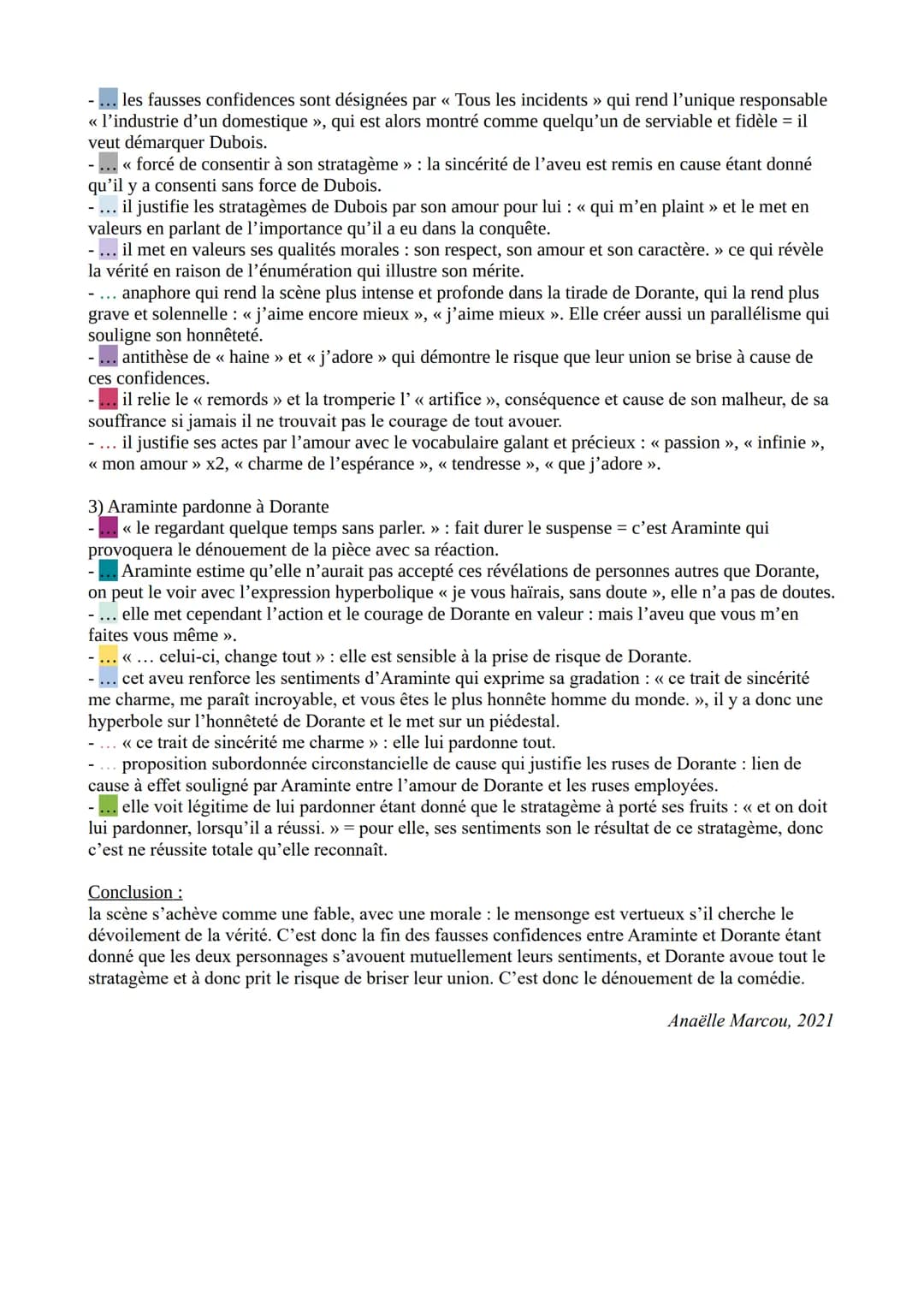 MARIVAUX, LES FAUSSES CONFIDENCES. « Vous donner mon portrait….. » à « on doit
lui pardonner lorsqu'il a réussi. >>
→ Acte III, scène 12
ARA
