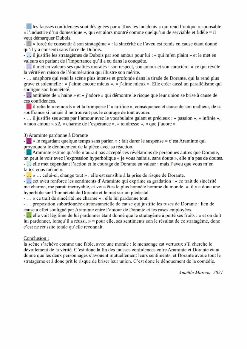 MARIVAUX, LES FAUSSES CONFIDENCES. « Vous donner mon portrait….. » à « on doit
lui pardonner lorsqu'il a réussi. >>
→ Acte III, scène 12
ARA