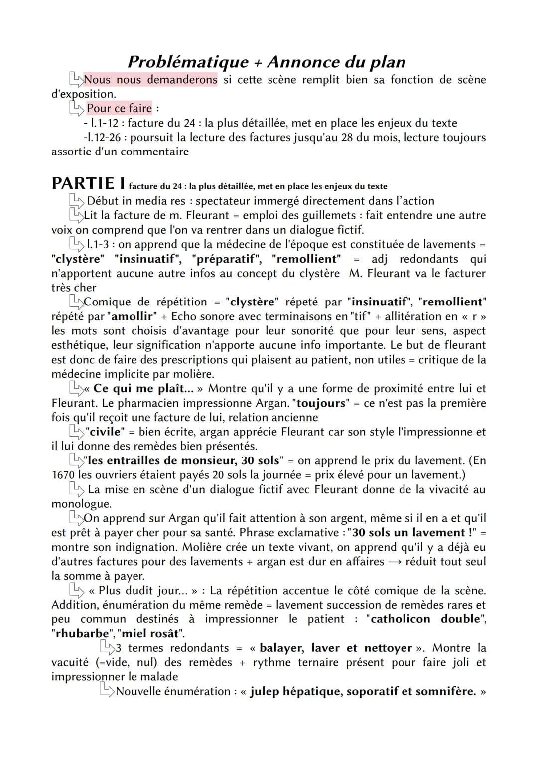 Monologue Argan
Introduction
Molière = comédien et dramaturge français du 17è siècle qui appartient au
mouvement du classicisme. Il est célè