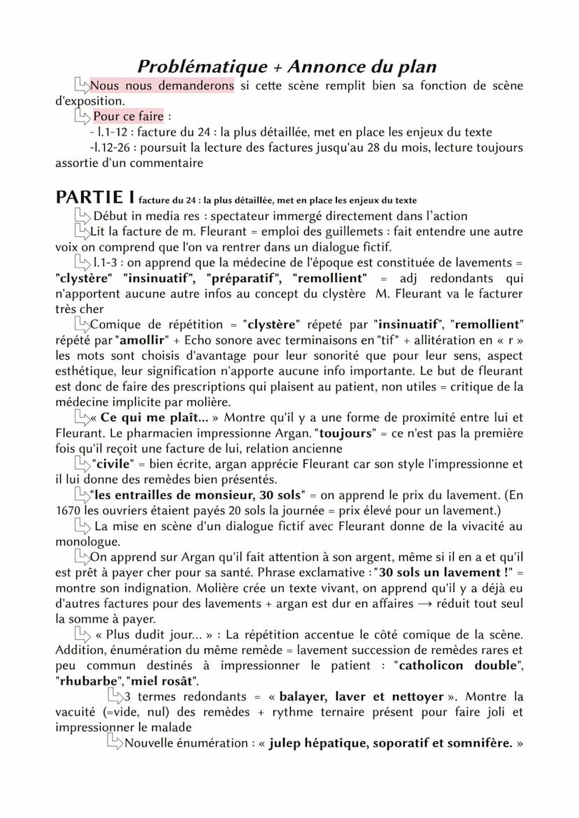 Monologue Argan
Introduction
Molière = comédien et dramaturge français du 17è siècle qui appartient au
mouvement du classicisme. Il est célè