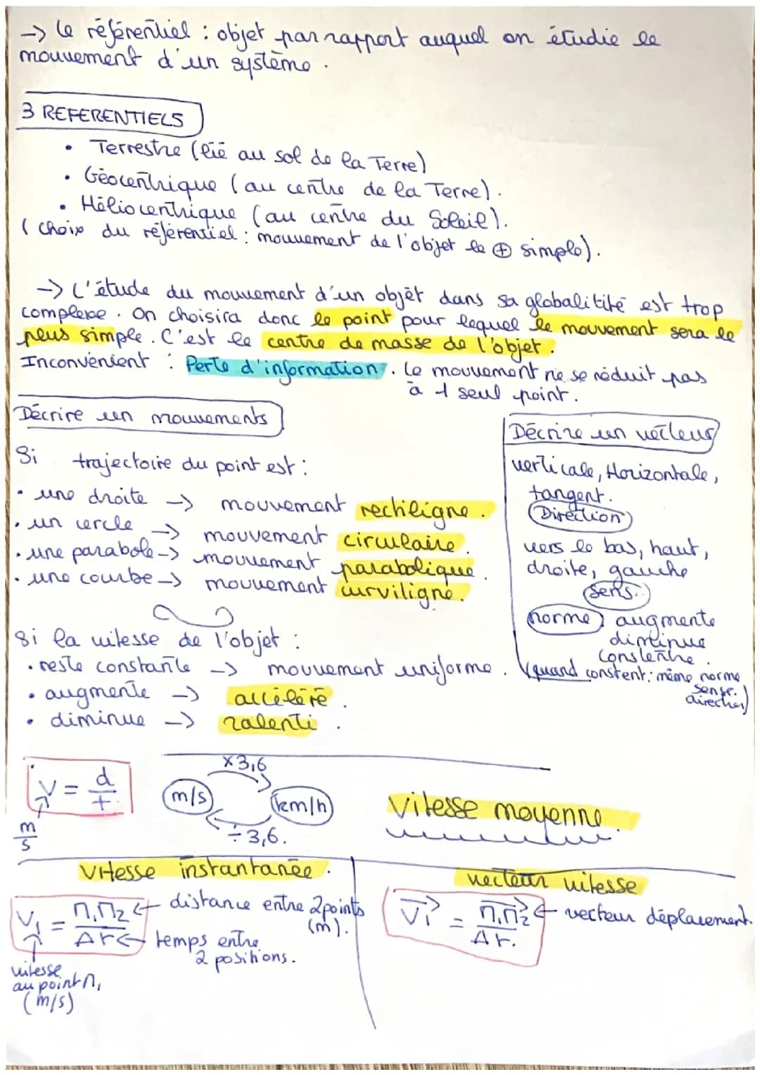 LE MOUVEMENT D'UN OBJET
le mouvement d'un objet dépend du point de vue
de l'objet puis comme référence : c'est le référentiel
→ Le système :