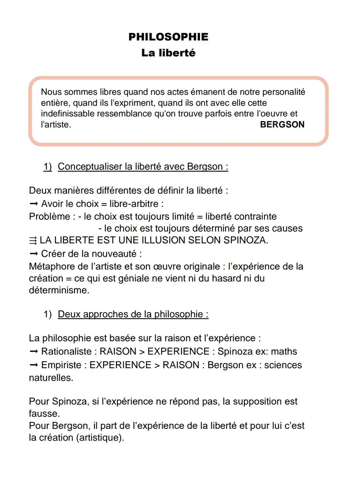 PHILOSOPHIE
La liberté
Nous sommes libres quand nos actes émanent de notre personalité
entière, quand ils l'expriment, quand ils ont avec el