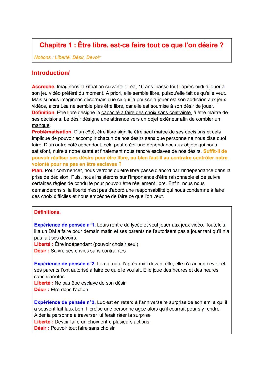# Chapitre 1: Être libre, est-ce faire tout ce que l'on désire ?

Notions: Liberté, Désir, Devoir

Introduction/

Accroche. Imaginons la sit