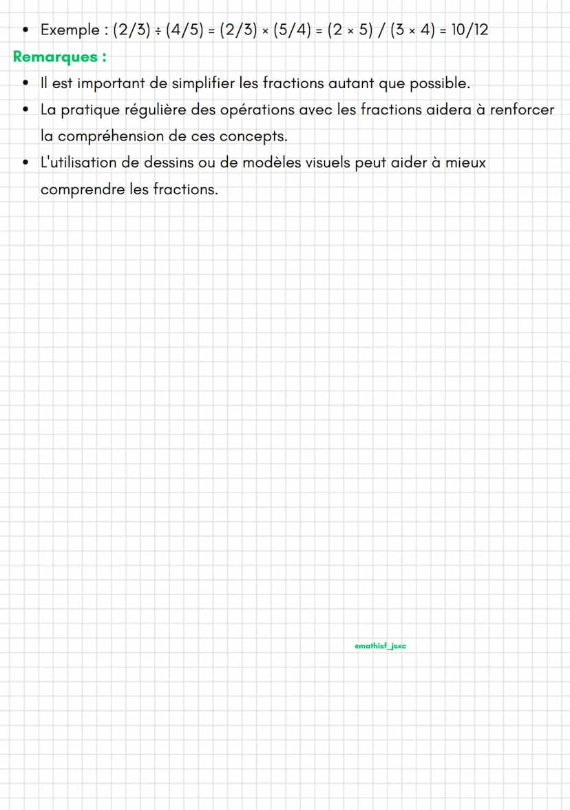 amathisf_jsxc
Fraction:
• Une fraction est une représentation d'une partie d'un tout ou d'une
quantité divisée en parts égales.
• Elle est c