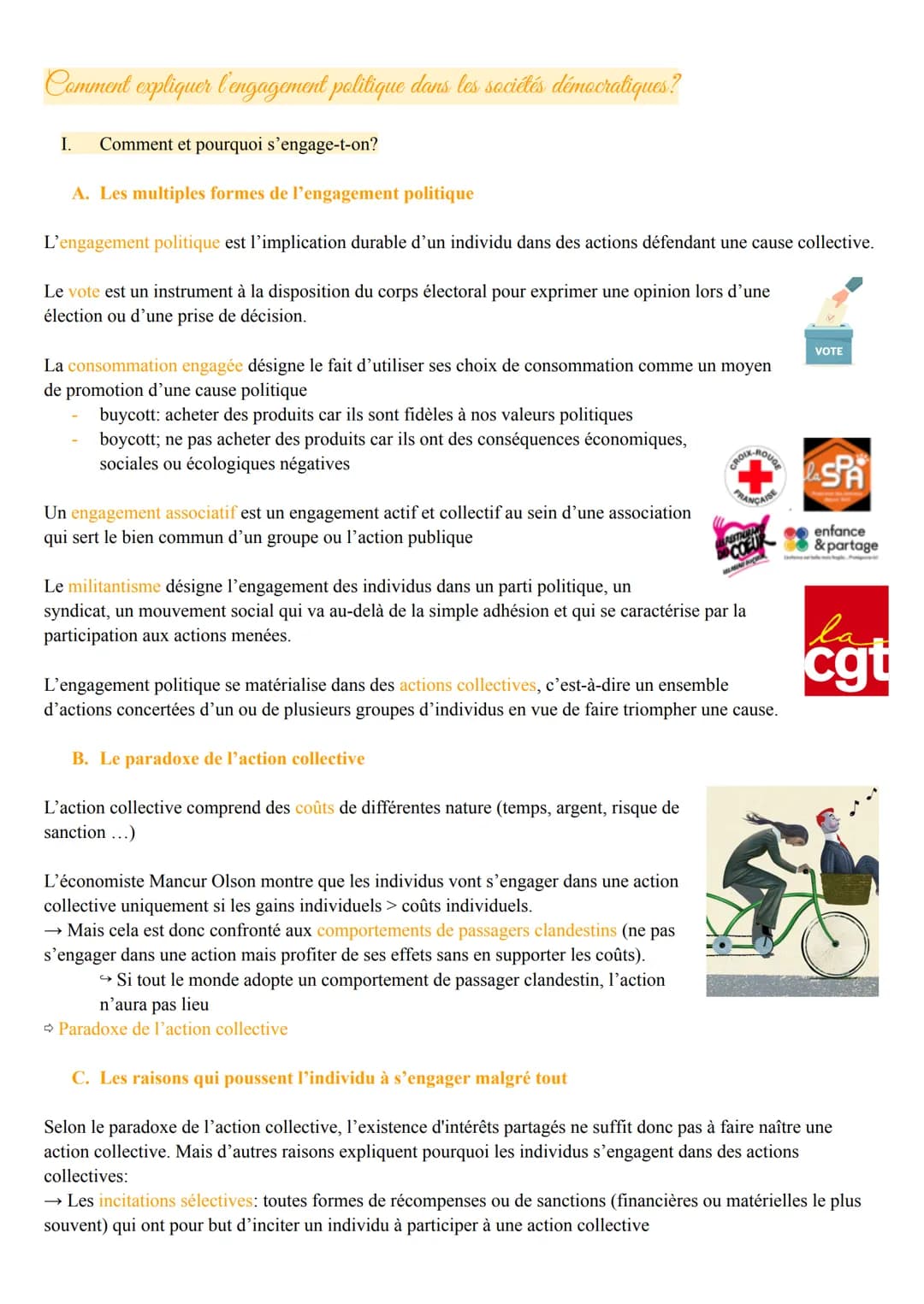 Comment expliquer l'engagement politique dans les sociétés démocratiques?
I. Comment et pourquoi s'engage-t-on?
A. Les multiples formes de l