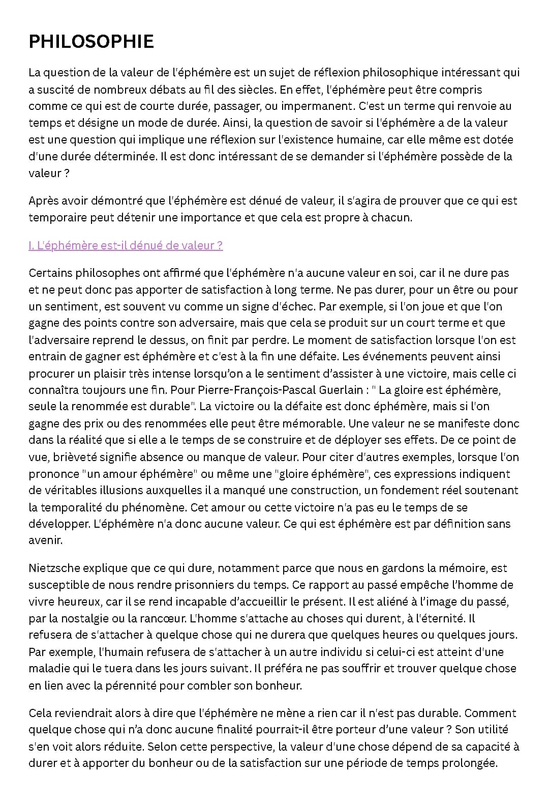 Pourquoi l'éphémère est important en philo