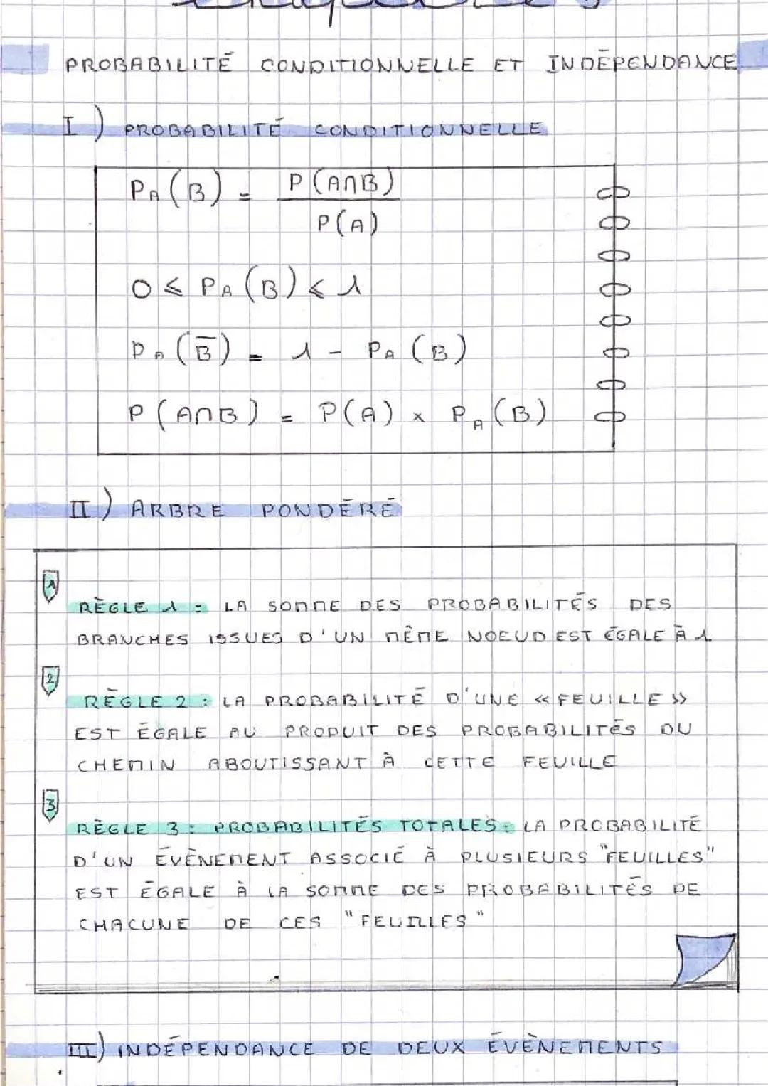 PROBABILITÉ CONDITIONNELLE ET INDÉPENDANCE