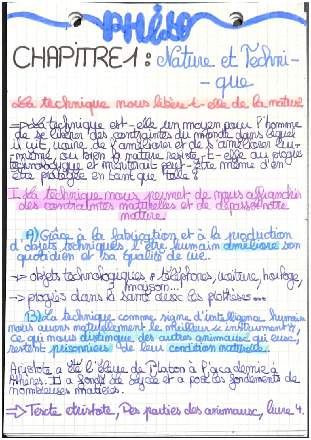 PHILO
CHAPITRE1: Nature et Techni-
-que
La technique nous libère-t-elle de la maturz
l'homme
-podatechnique est-elle un moyen pour
de se lik