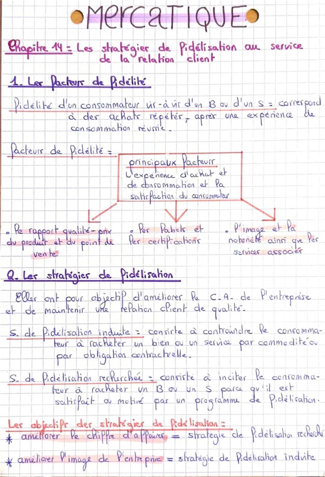 # MercatIQUE

Chapitre 14: Les stratégier de Pidélisation au service
de relation client

1. Ler facteurs de Pidélité

Pidélité d'un consomma