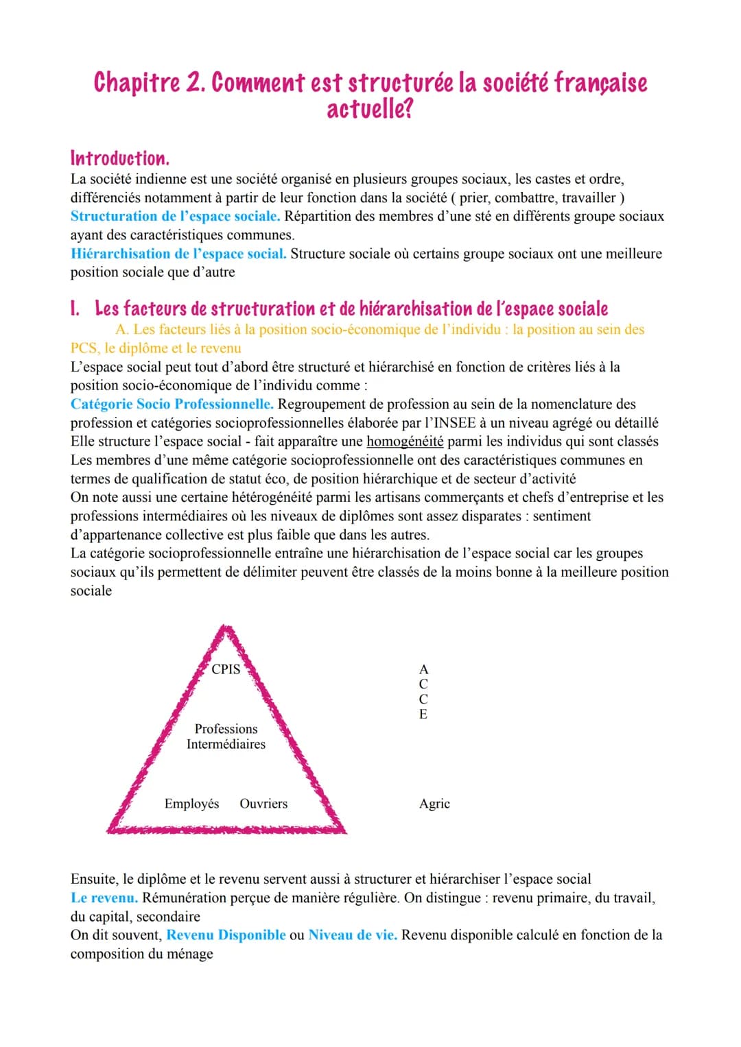 Chapitre 2. Comment est structurée la société française
actuelle?
Introduction.
La société indienne est une société organisé en plusieurs gr