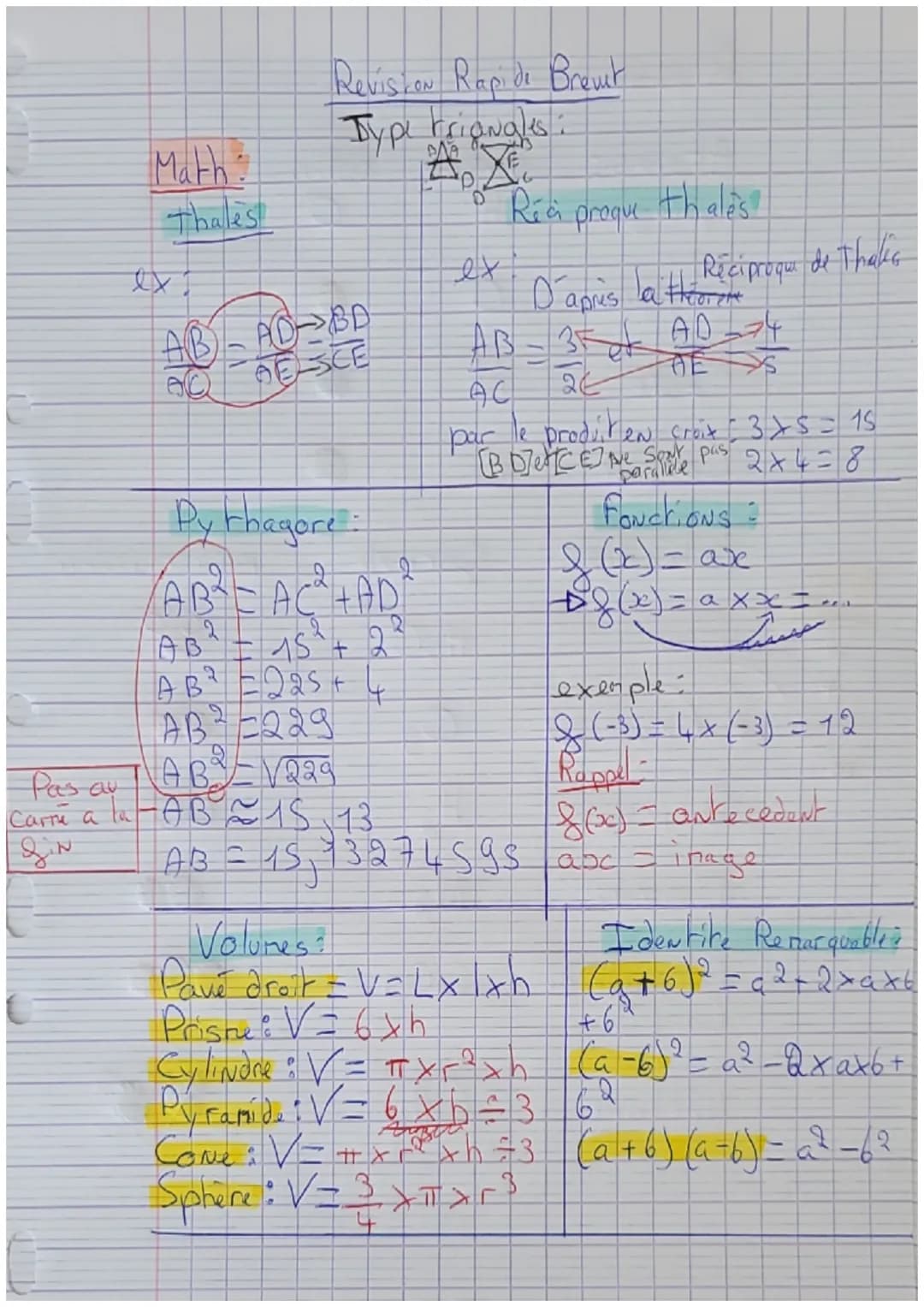 Math
Thales
Reviston Rapide Brevet
Type triangles:
ABAD-BA
BELSCE
AQ
Pythagore:
AB²CACHAD
AB² = 15² + 2
AB²=225+
AB ²² =229
au
Pas av ABY √2