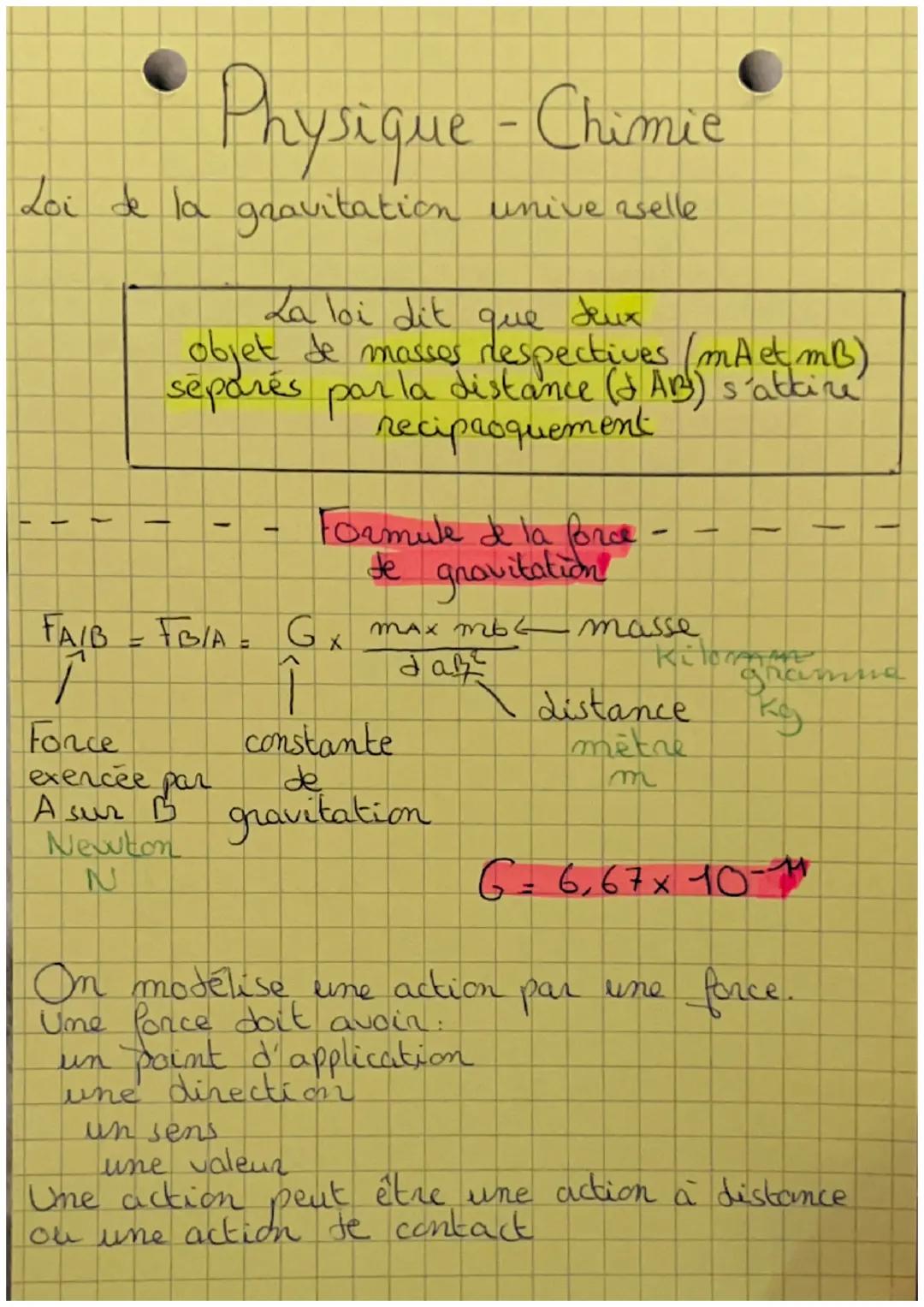 Physique-Chimie

Loi de la gravitation unive selle

La loi dit que deux
objet de masses reso
despectives (mA et mb)
-la distance (AB) s'atki